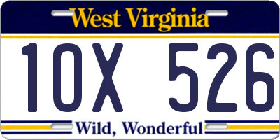 WV license plate 1OX526