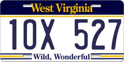 WV license plate 1OX527
