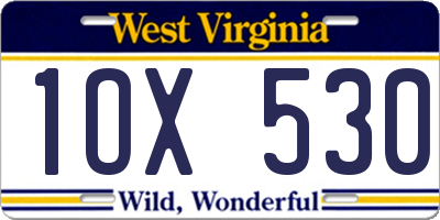 WV license plate 1OX530