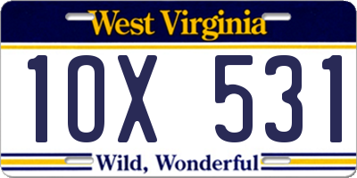 WV license plate 1OX531