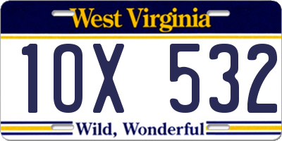 WV license plate 1OX532