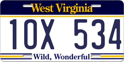 WV license plate 1OX534