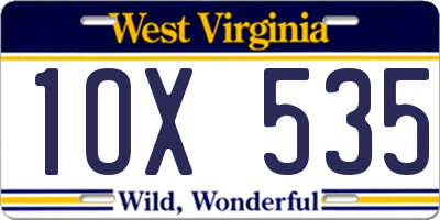 WV license plate 1OX535