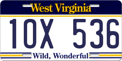 WV license plate 1OX536