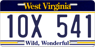 WV license plate 1OX541