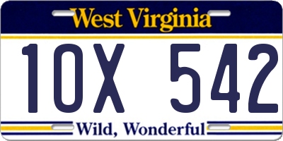WV license plate 1OX542