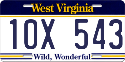 WV license plate 1OX543
