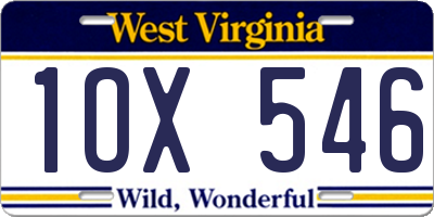 WV license plate 1OX546