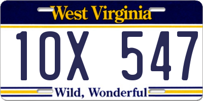 WV license plate 1OX547