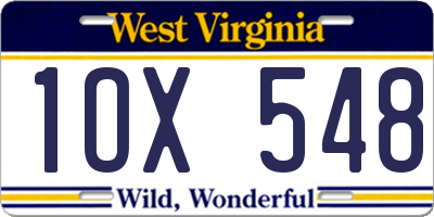 WV license plate 1OX548