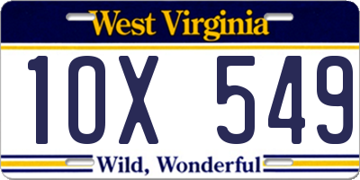 WV license plate 1OX549