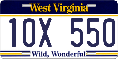 WV license plate 1OX550
