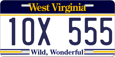 WV license plate 1OX555