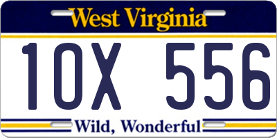 WV license plate 1OX556