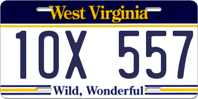 WV license plate 1OX557