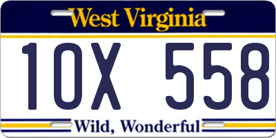 WV license plate 1OX558