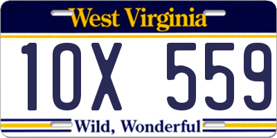 WV license plate 1OX559
