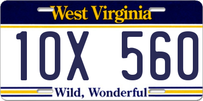 WV license plate 1OX560