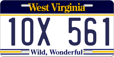 WV license plate 1OX561