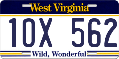 WV license plate 1OX562