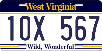 WV license plate 1OX567