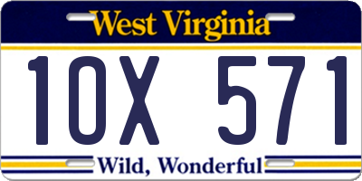 WV license plate 1OX571