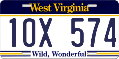 WV license plate 1OX574