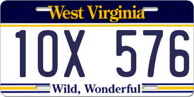 WV license plate 1OX576