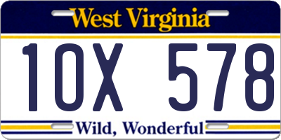 WV license plate 1OX578
