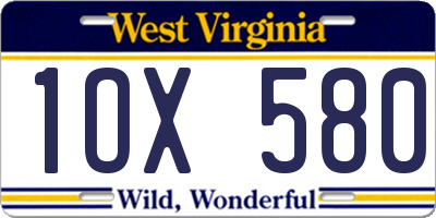 WV license plate 1OX580