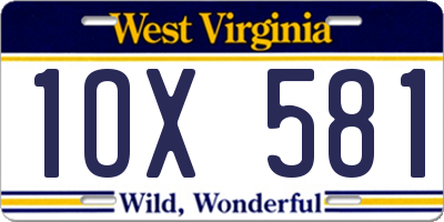 WV license plate 1OX581