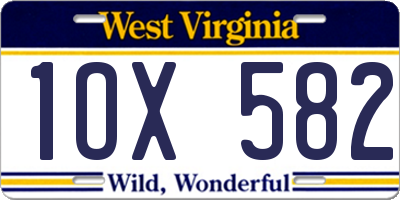 WV license plate 1OX582