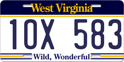 WV license plate 1OX583