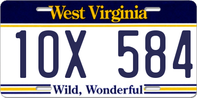 WV license plate 1OX584