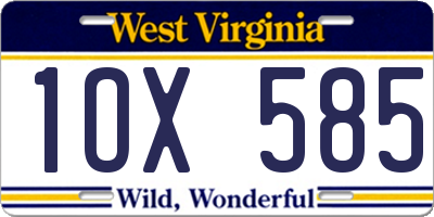 WV license plate 1OX585