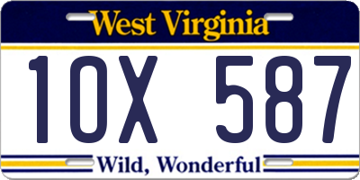 WV license plate 1OX587