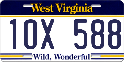 WV license plate 1OX588