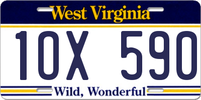 WV license plate 1OX590