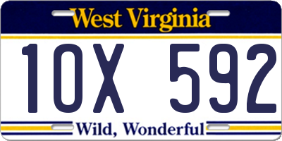 WV license plate 1OX592