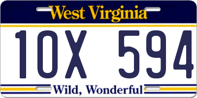 WV license plate 1OX594
