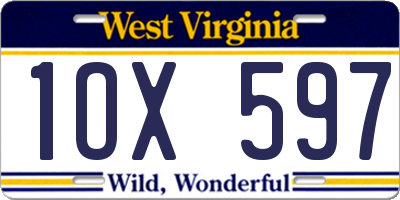 WV license plate 1OX597