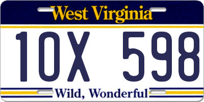 WV license plate 1OX598