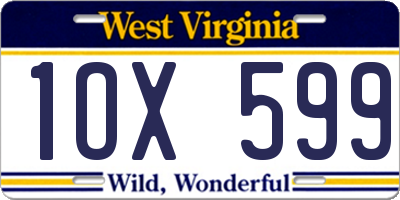 WV license plate 1OX599