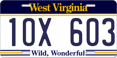 WV license plate 1OX603