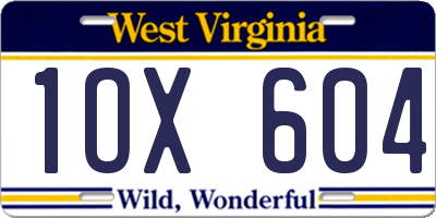 WV license plate 1OX604