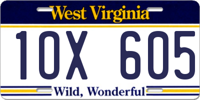 WV license plate 1OX605