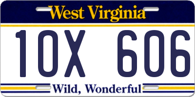 WV license plate 1OX606
