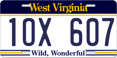 WV license plate 1OX607