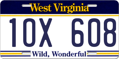 WV license plate 1OX608