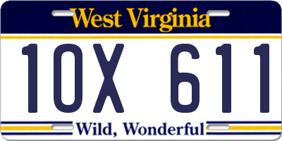 WV license plate 1OX611